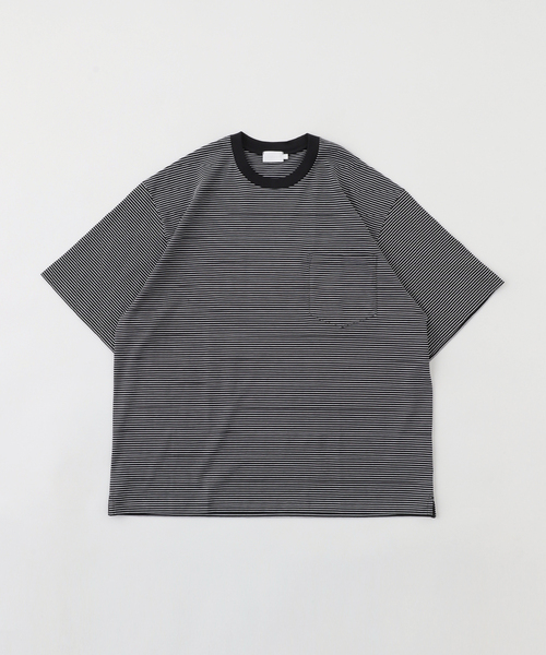 handvaerk（ハンドバーク）の「handvaerk (ハンドバーク) 60/2 S/S BIG T-SHIRT -STRIPE-（Tシャツ/カットソー・メンズ・ブラック/ホワイト・SMALL/MEDIUM/LARGE）」の2枚目の写真
