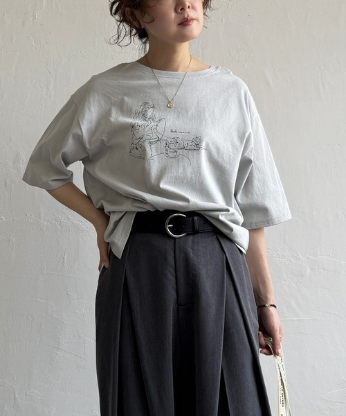 LBC（エルビーシー）の「GirlプリントビッグTシャツ（Tシャツ/カットソー・レディース・ホワイト/チャコールグレー/グレー/コーラル・M/L）」の18枚目の写真