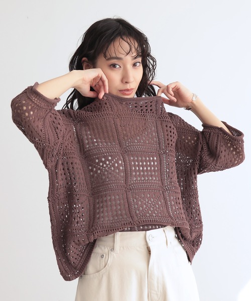 for/c(フォーシー)の「クロシェニットプルオーバー【サスティナブル】(ニット/セーター・レディース・アイボリー/ブラウン/ブラック・M/L)」の20枚目の写真