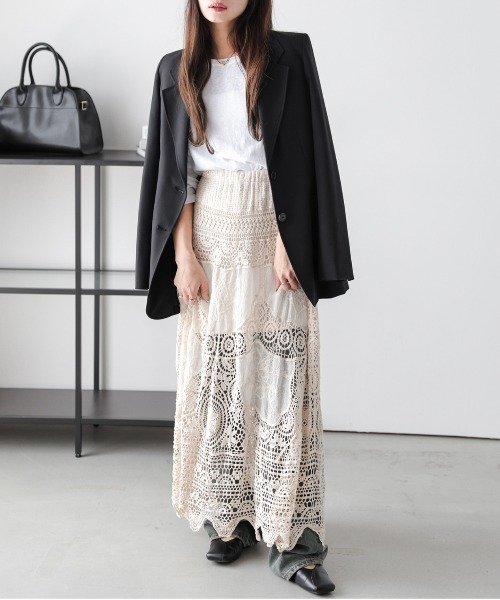 AMELY(エミリー)の「クロシェ編みフレアスカート(スカート・レディース・ホワイト/ベージュ・フリー)」の11枚目の写真