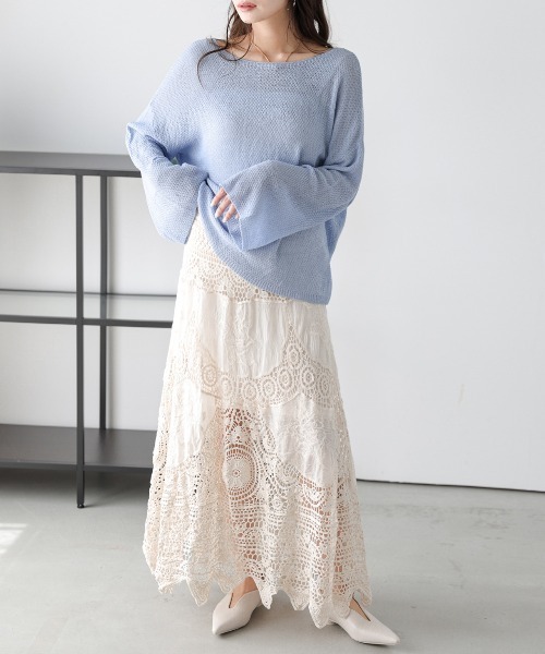 AMELY(エミリー)の「クロシェ編みフレアスカート(スカート・レディース・ホワイト/ベージュ・フリー)」の16枚目の写真