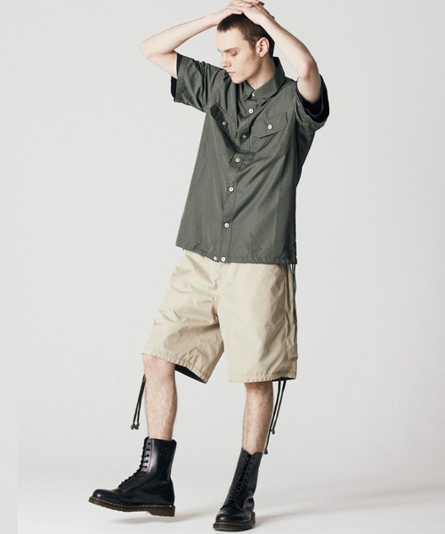 TAION（タイオン）の「【TAION(タイオン)】〈ユニセックス〉ノンダウン ミリタリー ハーフスリーブシャツ（シャツ/ブラウス・メンズ・ダークネイビー/その他3/ダークグリーン/オフホワイト/ダークオリーブ/ブラック/ダークグリーン系/オリーブ・S/M/L/XL/XS）」の9枚目の写真