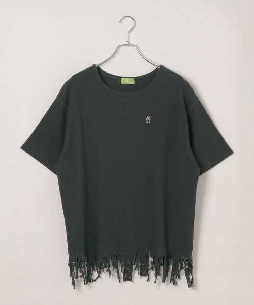 Anui（アニュイ）の「【UNISEX/選べる着丈】ダメージルーズテレコTシャツ（Tシャツ/カットソー・レディース・オフホワイト/スミクロ・SMALL/MEDIUM）」の10枚目の写真