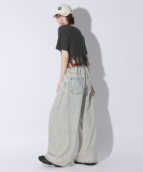 Anui（アニュイ）の「【UNISEX/選べる着丈】ダメージルーズテレコTシャツ（Tシャツ/カットソー・レディース・オフホワイト/スミクロ・SMALL/MEDIUM）」の20枚目の写真