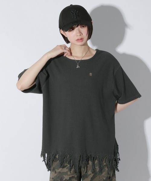 Anui（アニュイ）の「【UNISEX/選べる着丈】ダメージルーズテレコTシャツ（Tシャツ/カットソー・レディース・オフホワイト/スミクロ・SMALL/MEDIUM）」の21枚目の写真