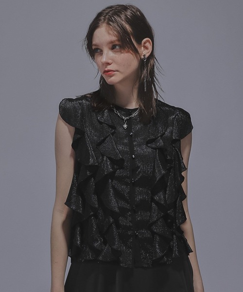 HARE（ハレ）の「ノースリーブフリルシャツ(HARE)（シャツ/ブラウス・レディース・ライトグレー/ブラック・FREE）」の8枚目の写真