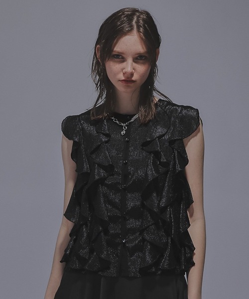 HARE（ハレ）の「ノースリーブフリルシャツ(HARE)（シャツ/ブラウス・レディース・ライトグレー/ブラック・FREE）」の9枚目の写真