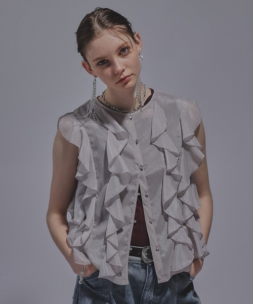 HARE（ハレ）の「ノースリーブフリルシャツ(HARE)（シャツ/ブラウス・レディース・ライトグレー/ブラック・FREE）」の15枚目の写真