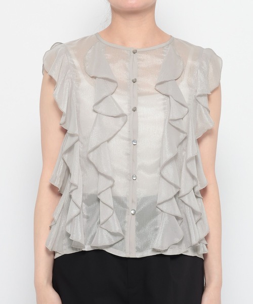 HARE（ハレ）の「ノースリーブフリルシャツ(HARE)（シャツ/ブラウス・レディース・ライトグレー/ブラック・FREE）」の16枚目の写真