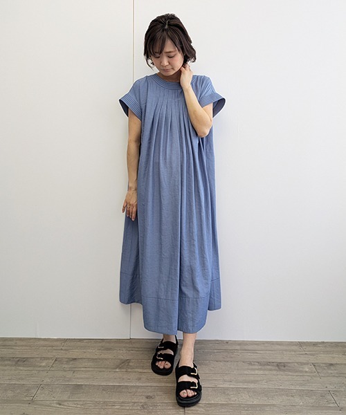 R-ISM(リズム)の「【接触冷感】シャンブレーテントワンピース(ワンピース・レディース・ブルー/ネイビー・4)」の5枚目の写真