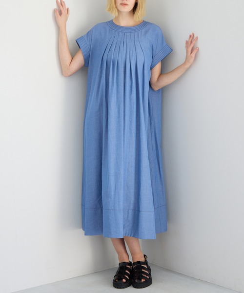 R-ISM(リズム)の「【接触冷感】シャンブレーテントワンピース(ワンピース・レディース・ブルー/ネイビー・4)」の14枚目の写真
