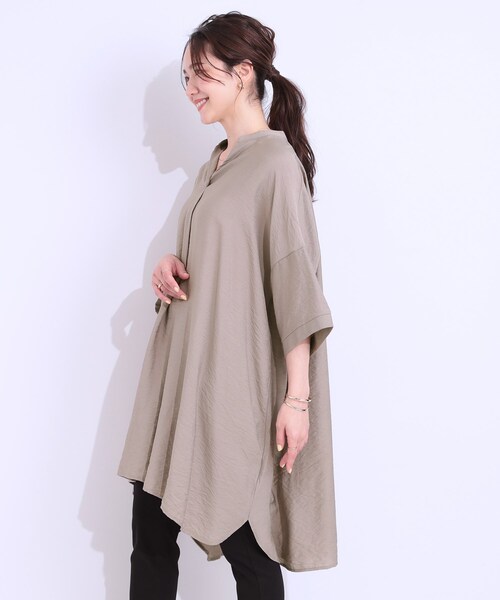 SHOO・LA・RUE（シューラルー）の「【洗える/S-LL/ひんやり】ゆったりチュニックワンピース（チュニック・レディース・ブラック/ブラウン系その他/ブルーグリーン/ナチュラル・01/02/03/04）」の19枚目の写真