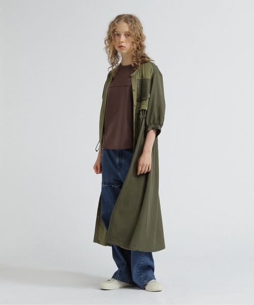 AVIREX（アヴィレックス）の「COLOR SCHEME LONG SHIRTS/カラースケームロングシャツ（シャツワンピース・レディース・ブラック/ベージュ/オリーブ・F）」の17枚目の写真