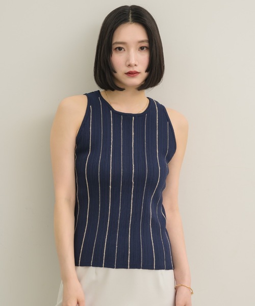 マルチストライプニットタンクトップ（タンクトップ）｜NEUNA（ヌナ