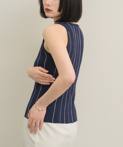NEUNA（ヌナ）の「マルチストライプニットタンクトップ（タンクトップ・レディース・ネイビー/ブルー/ベージュ・FREE）」の7枚目の写真
