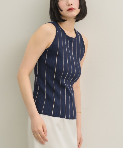 NEUNA（ヌナ）の「マルチストライプニットタンクトップ（タンクトップ・レディース・ネイビー/ブルー/ベージュ・FREE）」の5枚目の写真