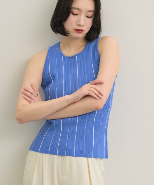 NEUNA（ヌナ）の「マルチストライプニットタンクトップ（タンクトップ・レディース・ネイビー/ブルー/ベージュ・FREE）」の21枚目の写真