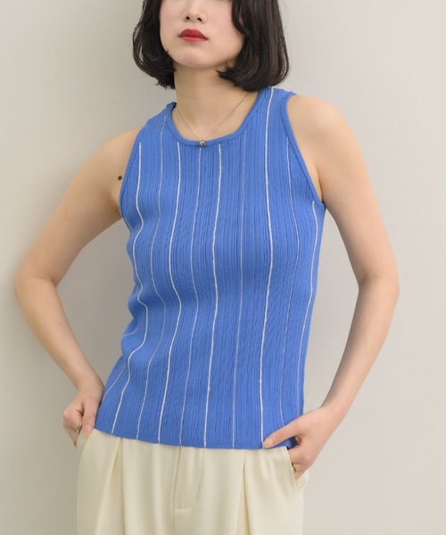 マルチストライプニットタンクトップ（タンクトップ）｜NEUNA（ヌナ