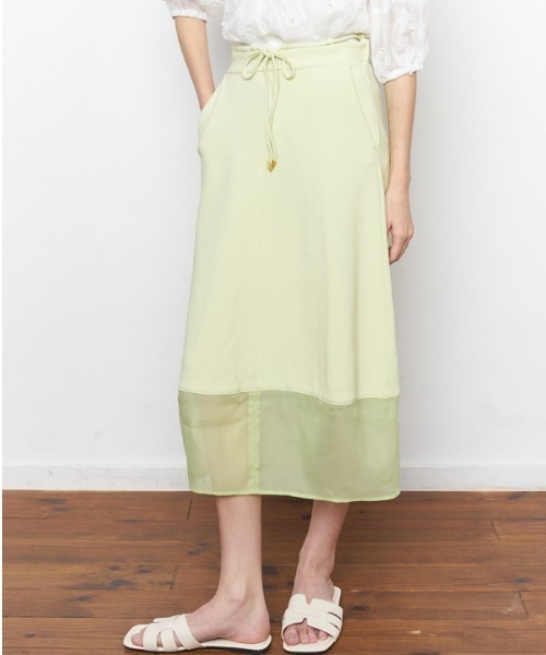 Muel Chic(ミュエルシック)の「Minfy skirt ミンフィースカート(スカート・レディース・ブラック/オフホワイト/ミント・FREE)」の1枚目の写真