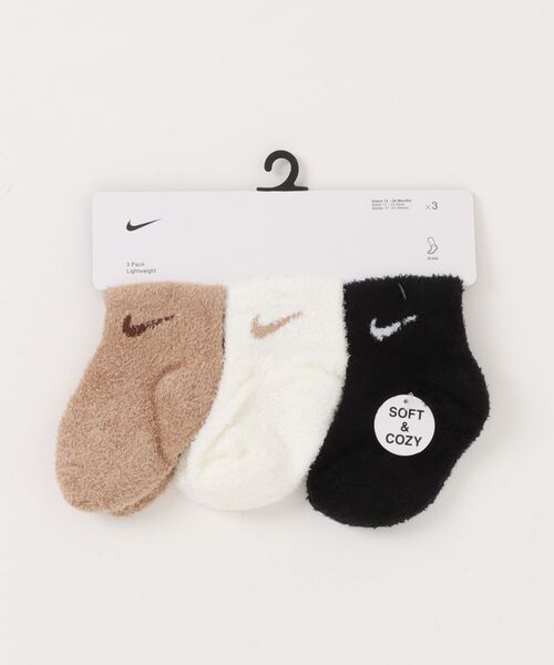 NIKE（ナイキ）の「【NIKE】 NHN 3PK INFANT COZY SOCKS/ナイキ/キッズ/ロゴ/ソックス/3足セット（ソックス/靴下・キッズ・ベージュ系/パープル系・12-24M）」の2枚目の写真