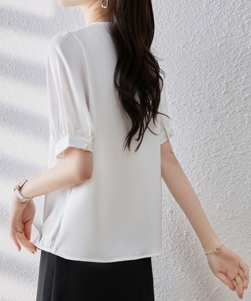 Beststore(ベストストア)の「トップス vネック シャツブラウス 半袖(シャツ/ブラウス・レディース・ホワイト/ピンク・FREE)」の20枚目の写真