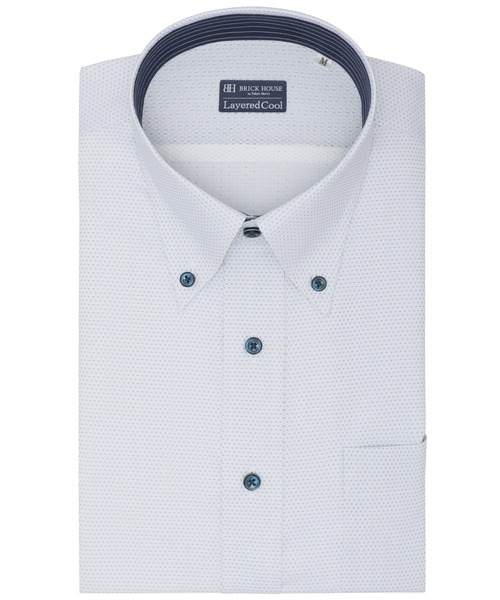 TOKYO SHIRTS(トウキョウシャツ)の「【Layered Cool】 形態安定ノーアイロン ボタンダウン 半袖ビジネスワイシャツ(ビジネスシャツ・メンズ・ブルー・首回り39cm/首回り41cm/首回り42cm/首回り43cm/首回り37cm)」の1枚目の写真