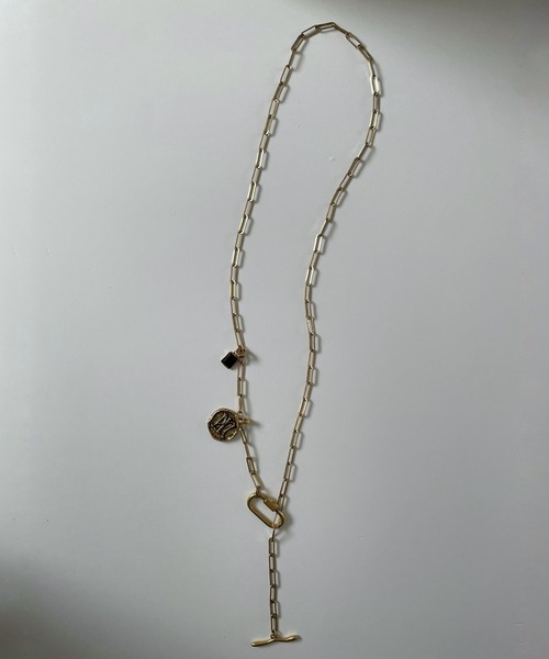 Lynn.（リン）の「Coin charm tie / オニキス&コインネックレス（ネックレス・レディース・ゴールド・FREE）」の5枚目の写真