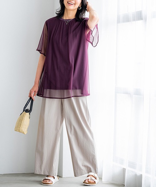 BELLUNA PLUS(ベルーナ)の「サラリ快適!ビンテージワイドパンツ59(その他パンツ・レディース・グレイッシュベージュ/チャコール/ネイビー/ベージュ・SMALL/LARGE/X-LARGE/MEDIUM)」の15枚目の写真