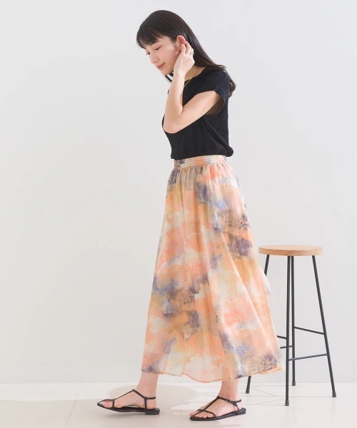 Bou Jeloud（ブージュルード）の「カラフルシャドーフレアスカート（スカート・レディース・オレンジ・FREE）」の6枚目の写真