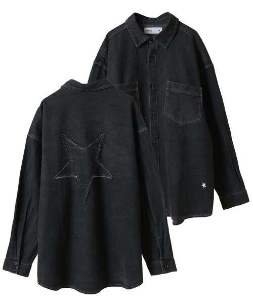 CONVERSE TOKYO(コンバーストウキョウ)の「STAR★ PATCH DENIM SHIRT(シャツ/ブラウス・レディース・ブラック/サックスブルー・FREE)」の1枚目の写真