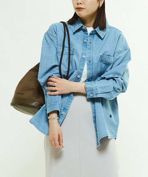 ブラウス シャツ STAR PATCH DENIM SHIRT レディース STAR☆ PATCH DENIM SHIRT（シャツ/ブラウス）｜CONVERSE TOKYO