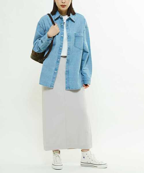 CONVERSE TOKYO(コンバーストウキョウ)の「STAR★ PATCH DENIM SHIRT(シャツ/ブラウス・レディース・ブラック/サックスブルー・FREE)」の6枚目の写真