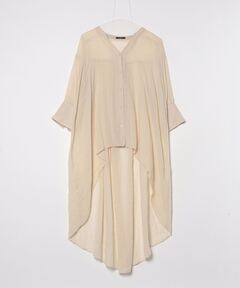 セール】スパークリネン アシンメトリーヘムブラウス（シャツ