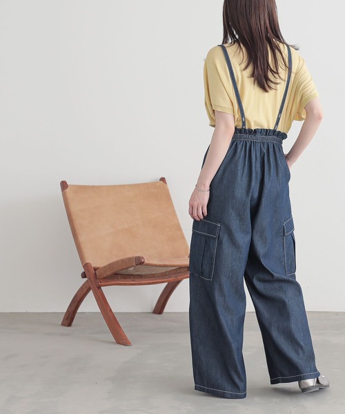 n'OrLABEL(ノアールレーベル)の「『サスペンダー付きギャザーワイドデニムパンツ』(カーゴパンツ・レディース・ブルー/ネイビー・1/2)」の18枚目の写真