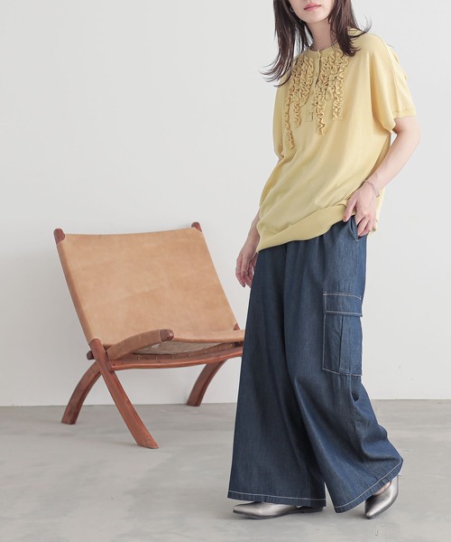 n'OrLABEL(ノアールレーベル)の「『サスペンダー付きギャザーワイドデニムパンツ』(カーゴパンツ・レディース・ブルー/ネイビー・1/2)」の22枚目の写真