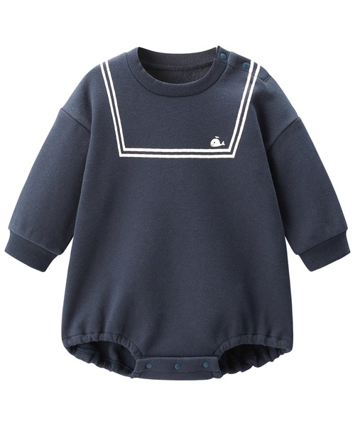 combimini(コンビミニ)の「カノコ裏起毛BIGボディTシャツ(セーラーライン)(Tシャツ/カットソー・キッズ・ネイビー/ライトベージュ・70-80)」の4枚目の写真