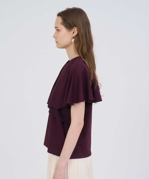 ANAYI（アナイ）の「【Saori Oyamada × SLOANE × ANAYI】ドライポンチラッフルケープ プルオーバー（Tシャツ/カットソー・レディース・ブラック/ボルドー/モカ・36/38）」の5枚目の写真