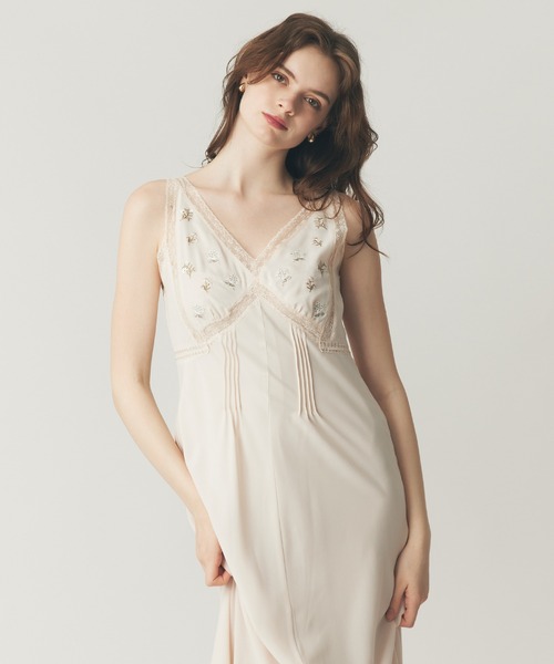 フルール刺繍レースmixドレス（ワンピース）｜ME COUTURE（ミー