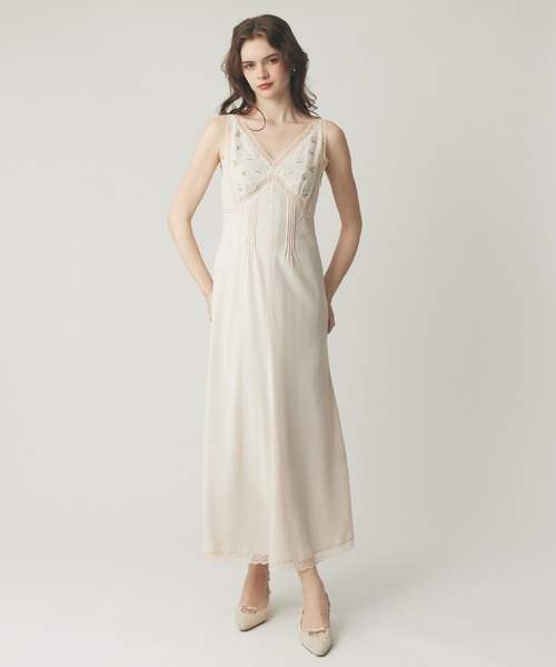 フルール刺繍レースmixドレス（ワンピース）｜ME COUTURE（ミー