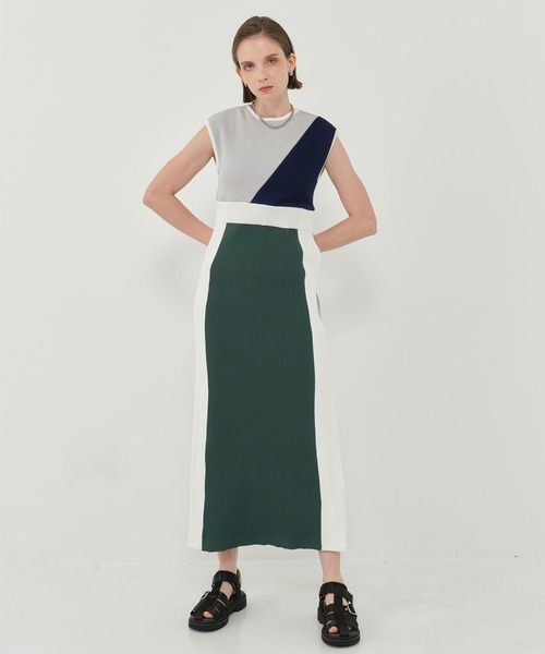 ワンピース octette COTTON SLUB OPS_2COLOR LACE UP LINEN DRESS：ワンピース（ワンピース）｜CITYSHOP