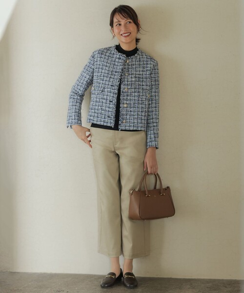 J.PRESS(ジェイプレス)の「【WEB限定カラーあり】ハイパワーデニムツイル ワイドパンツ(その他パンツ・レディース・ネイビー系/ベージュ系/ブラック系・T13/T17/T15)」の4枚目の写真
