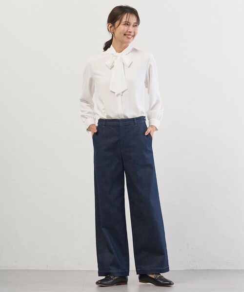 J.PRESS(ジェイプレス)の「【WEB限定カラーあり】ハイパワーデニムツイル ワイドパンツ(その他パンツ・レディース・ネイビー系/ベージュ系/ブラック系・T13/T17/T15)」の10枚目の写真