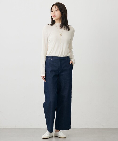 J.PRESS(ジェイプレス)の「【WEB限定カラーあり】ハイパワーデニムツイル ワイドパンツ(その他パンツ・レディース・ネイビー系/ベージュ系/ブラック系・T13/T17/T15)」の12枚目の写真