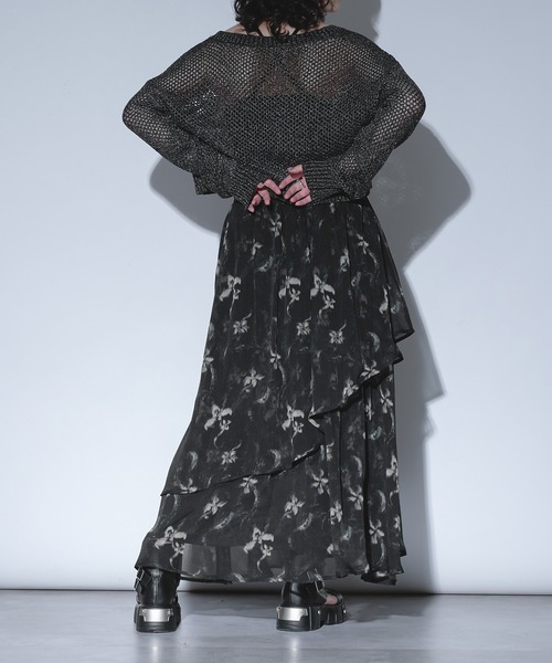 Ellno de Mavie(エルノデメヴィ)の「フラワーニュアンスシアーティアードスカート/SETUP対応(スカート・レディース・ブラック/ワインレッド・FREE)」の20枚目の写真