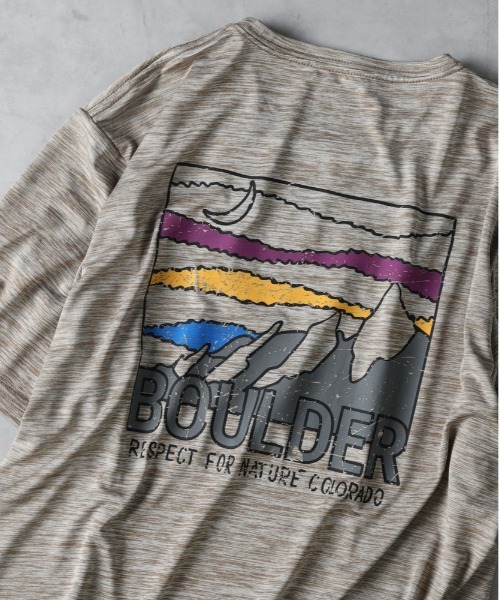 CAMP7（キャンプセブン）の「【CAMP7】【接触冷感・吸水速乾】バックロゴプリントＴシャツ（Tシャツ/カットソー・メンズ・ブルー/カーキブラウン/ライトグレー・L/XL/M）」の2枚目の写真