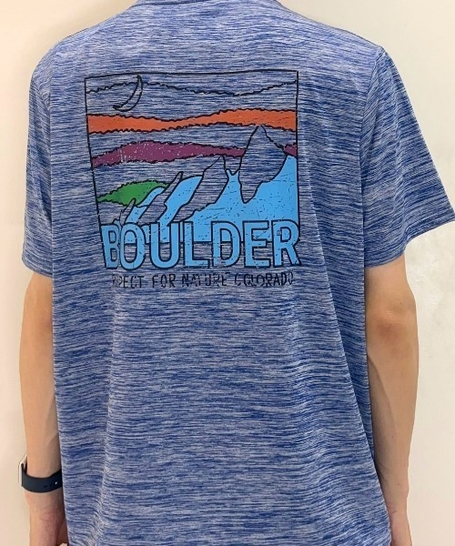 CAMP7（キャンプセブン）の「【CAMP7】【接触冷感・吸水速乾】バックロゴプリントＴシャツ（Tシャツ/カットソー・メンズ・ブルー/カーキブラウン/ライトグレー・L/XL/M）」の5枚目の写真