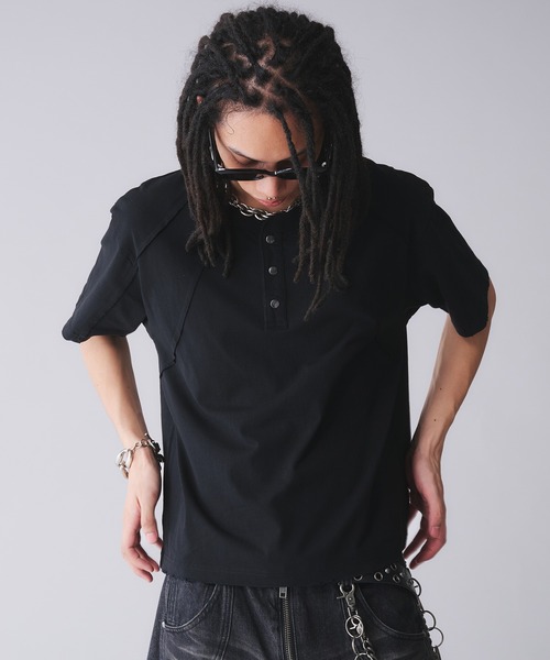 ANDER HUNK（アンダーハンク）の「Metal Henry neck T-shirt /メタルヘンリーネックTシャツ（Tシャツ/カットソー・メンズ・その他/ブラック/グレー/ブラウン・SMALL/MEDIUM/LARGE）」の20枚目の写真