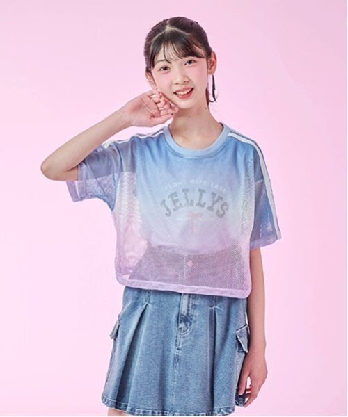 グラデーションメッシュTシャツ＆タンクトップセット（Tシャツ