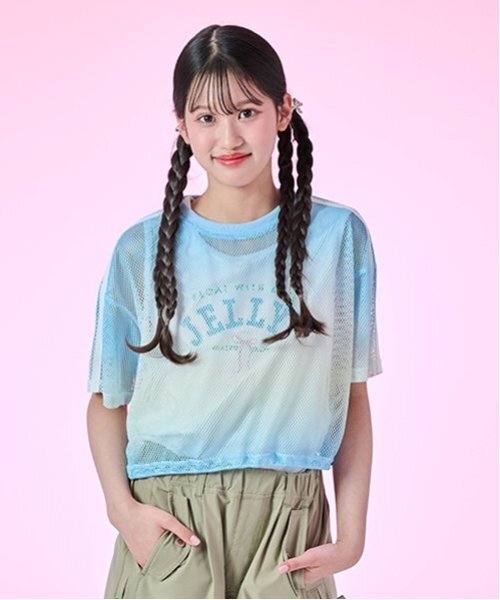 メゾピアノ新品新作タグ付きグラデーションメッシュレイヤード半袖Tシャツセット グラデーションメッシュレイヤード半袖Tシャツセット(120cm