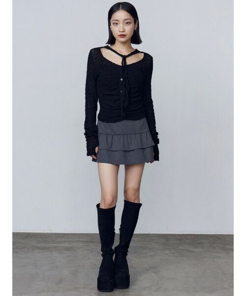 EMODA(エモダ)の「ティアードフリルミニスカート(スカート・レディース・グレー/ブラウン・MEDIUM/SMALL)」の21枚目の写真